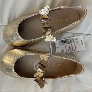 Children’s Place Gold Butterfly Toddler 8 Embellished Flats NWT